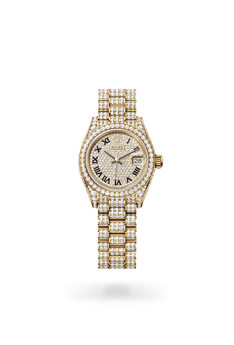 Rolex Lady-Datejust in 18 ct yellow gold with case sides and lugs set with diamonds - Chung Fatt Kee