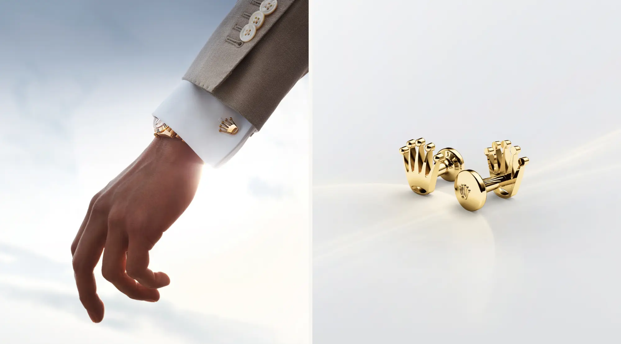 Rolex ‘Crown’ cufflinks in Yellow gold, A1018 - Chung Fatt Kee