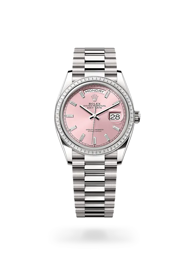 Rolex Day-Date 36 in Oyster, 36 mm, white gold and diamonds, M128399TBR-0029 - Chung Fatt Kee