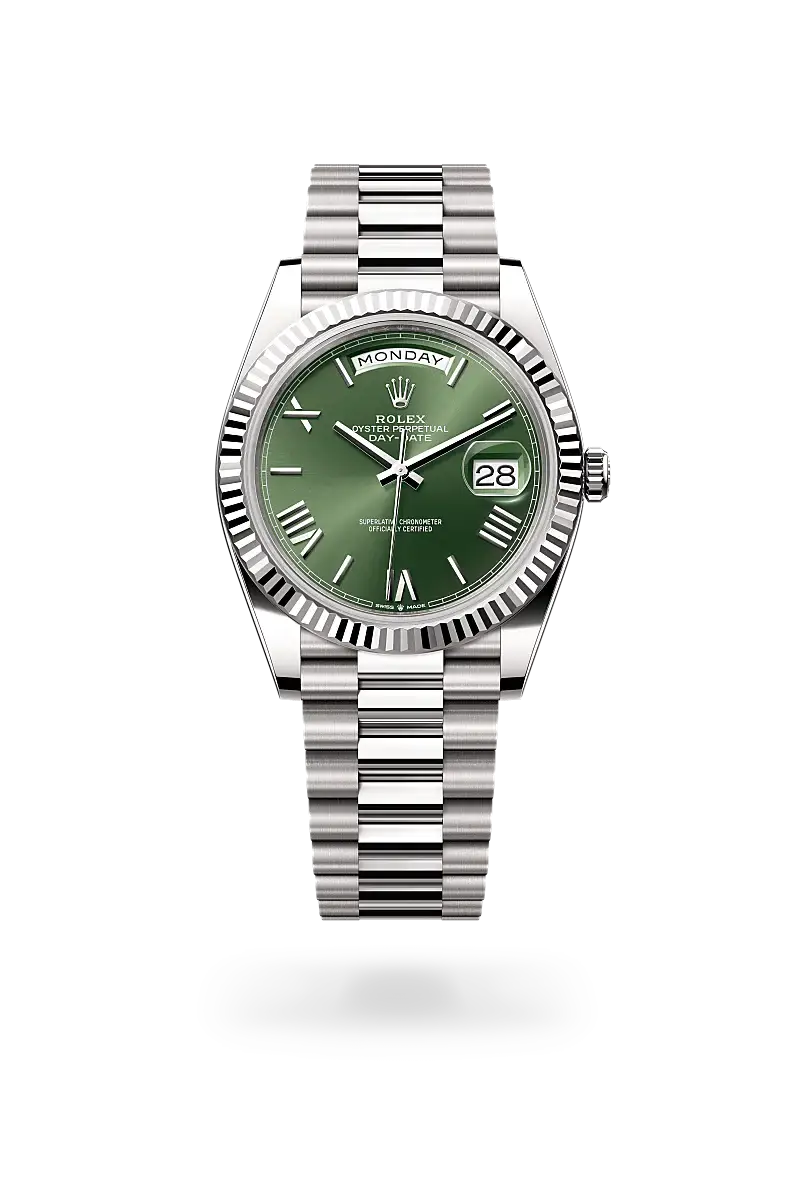 Rolex Day-Date 40 in Oyster, 40 mm, white gold, M228239-0033 - Chung Fatt Kee