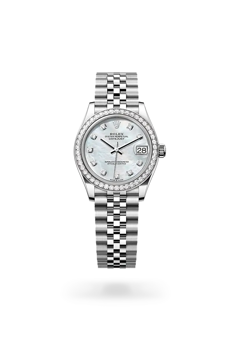 Rolex Datejust 31 in Oyster, 31 mm, Oystersteel, emas putih dan berlian, M278384RBR-0008 - Chung Fatt Kee
